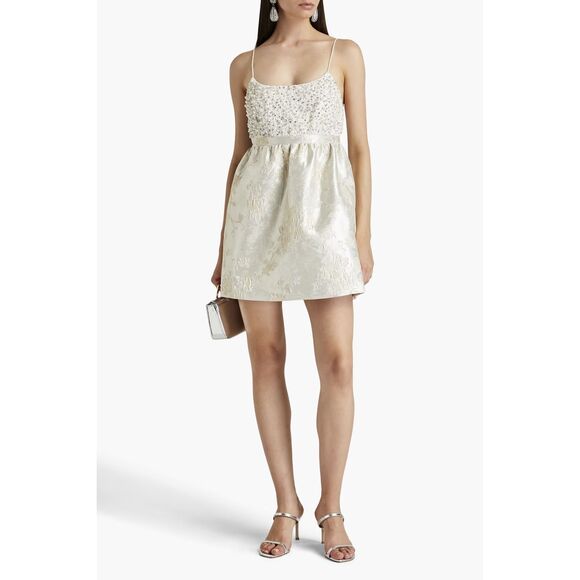 Alice + Olivia Beaded Pearl Sequin Tibi Bride Bachelorette Fiancé Dress Size 8